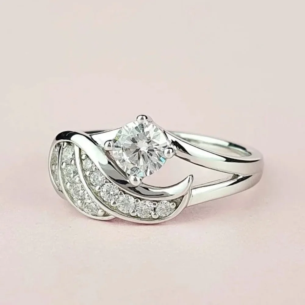 Lovely Zircon Full Filled Romantic Angel Wings Wedding Ring for Women, PD336 - Picture 5 of 7